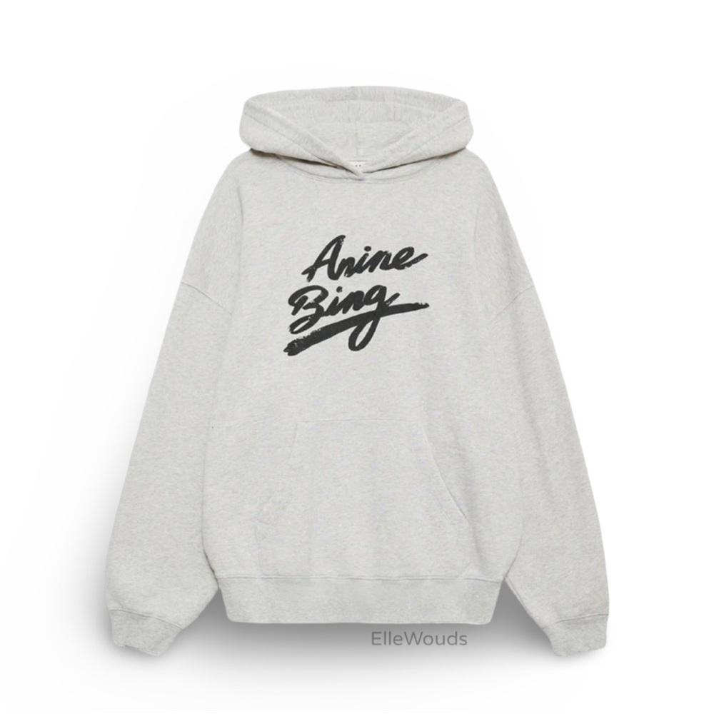 Anine Bing $220 Harvey Sweatshirt Signature in Heather Grey Size Small